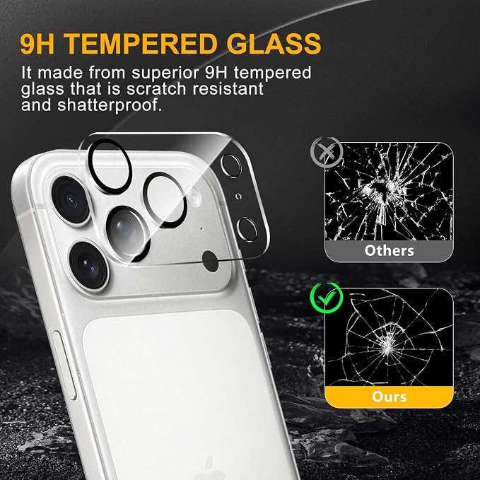 3 Pack Camera Lens Protector for iPhone 17 Pro Max | Tempered Glass,Anti-Fingerprint,9H Hardness,Scratch Resistant,Easy to Install,Bubble Free,HD Clarity - Image 7