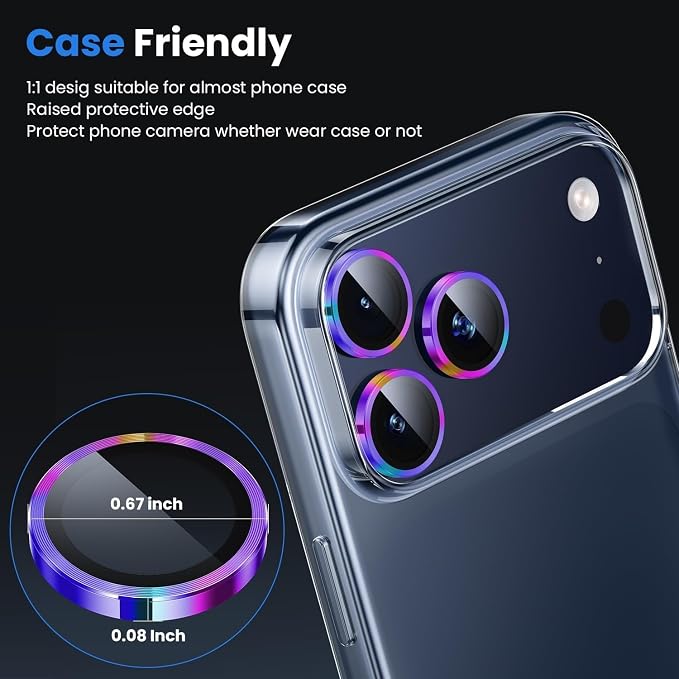 WSKEN for iPhone 17 Pro/iPhone 17 Pro Max Camera Lens Protector | Original Shooting Mode, Individual Metal Cover Film, Shatterproof HD Tempered Glass Camera Screen Protector, Colorful - Image 4