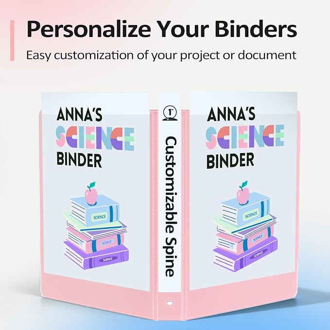 BinderX 3 Ring Binder 1 Inch, 1" Clear View Binder, Pink, Letter / A4 Size | Extra Durable, PVC-Free, Customizable, Interior Pockets, 175-Sheet Capacity, Eco-Friendly, Reinforced Hinge, School, Office - Image 5