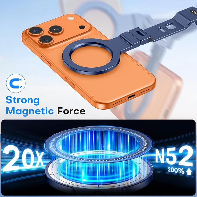 OMOTON TP03 [Ultra-Slim] 360° Rotating for MagSafe Tripod with Hook, Blue | Magnetic Phone Tripod for iPhone 17/16 Pro Max Air, Fold Cell Phone Stand with 1/4" Screw, Fits Vlog, Travel, Gym, Women Men - Image 9