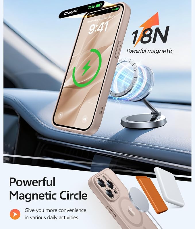 FNTCASE for iPhone 15 Pro Case, Fit for Magsafe, Screen Protector | Full Camera Protection, Translucent Matte, 14FT Military Grade Drop Proof, Shockproof Protective Phone Cover, Desert Gold - Image 3