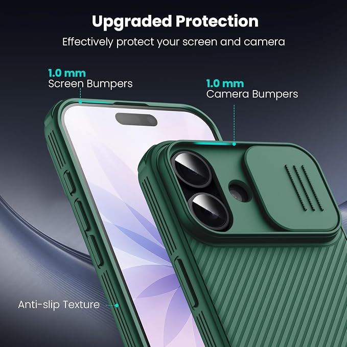 Nillkin for iPhone 17 Case with Slide Camera Cover & Thin Slim Fit | Shockproof Protective | Protector Privacy | Phone Case Camera Lens Protector, Green - Image 9
