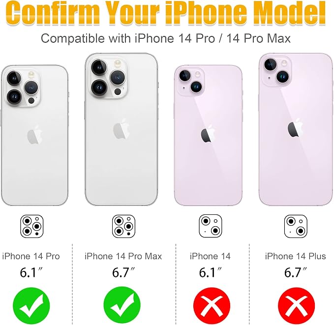 AGVEE 3+3 6 Pack for iPhone 14 Pro & Max Camera Lens Protector Cover | Individual Bling Diamond & Bling Glitter Sparkle Cute Gem Metal Ring, 9H Tempered HD Glass - Image 2