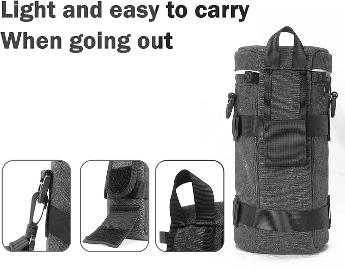 Camera Lens Case Lens Bag Compatible (4.33" x 9.25"(Canvas, Black)) - Image 4