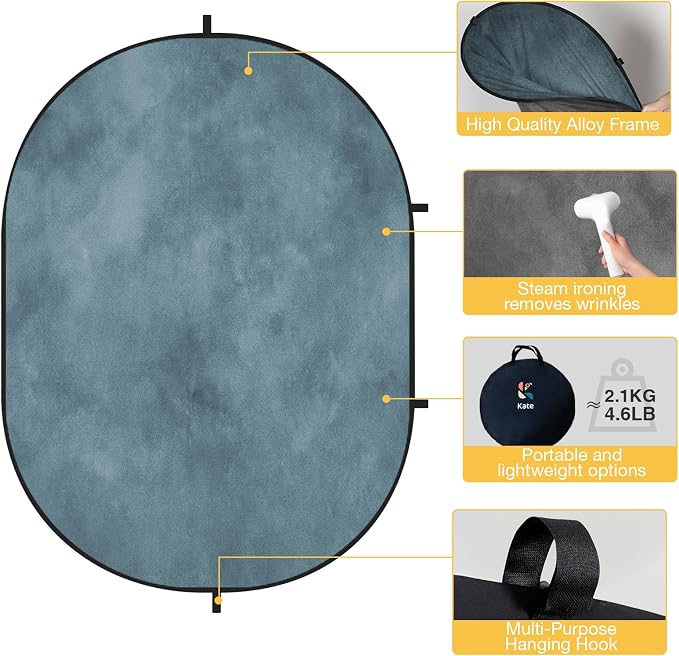 Kate Collapsible Backdrop Gray Photography and Video Backdrop 136 | 5x6.5ft(1.5x2m) Gray Teal Pop Up Collapsible Backdrop for Photography, Self Tape, Acting - Image 7