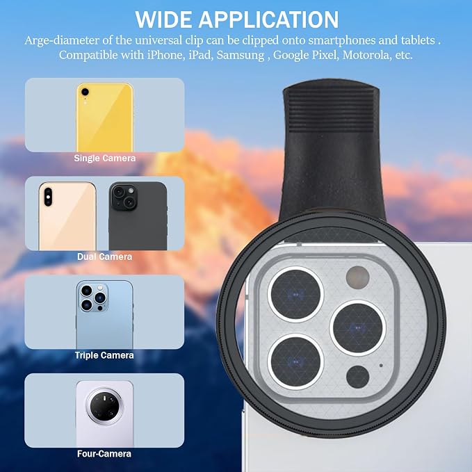 52mm Clip-on CPL Phone Camera Lens Filter Kit, Circular Polarizer Polarizing Filter Compatible with iPhone 16 15 14 13 12 11,Upgrade Smartphones Portable Polarizer - Image 7