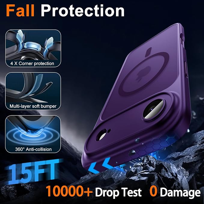 for iPhone Air Case with Privacy Screen Protector, Purple | Full Camera Protector, Magnetic, Compatible with MagSafe, Translucent Matte Shockproof Cover for iPhone 17 Air Women Girls - Image 6