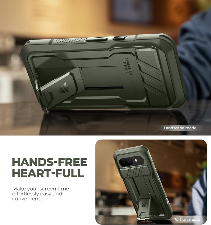 Dexnor for Google Pixel 10a Case with Slide Camera Cover & 2 Front Frames & Built-in Screen Protector & Kickstand, Full-body Shockproof Protective Cover Heavy-duty Rugged Bumper Cases,Army Green(2026) - Image 4
