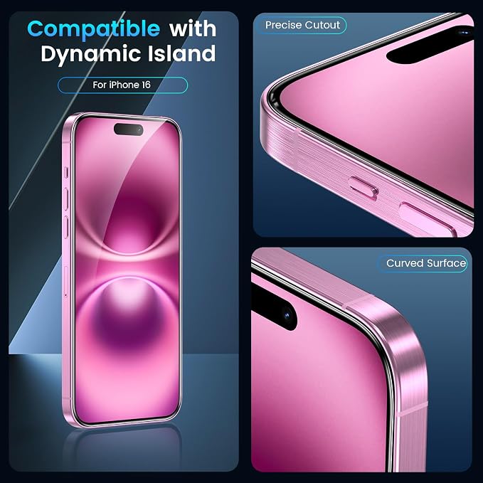 Fotbor for 3Pack iPhone 16 Screen Protector with 3Pack Camera Lens Protector, 9H+ Tempered Glass Easy Installation Kit, Case Friendly iPhone 16 - Image 6