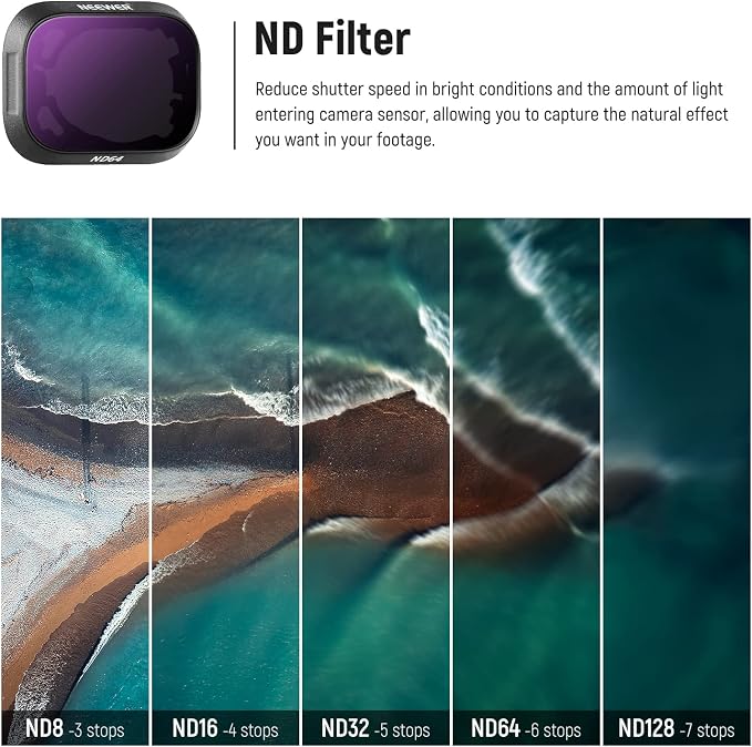 NEEWER ND Filter Set Compatible with DJI Mini 3 / Mini 3 Pro | CPL, ND8, ND16, ND32, ND64, ND128, Lightweight, Neutral Density Filter, Drone Lens Video Photography Accessories, 6 Pack - Image 6