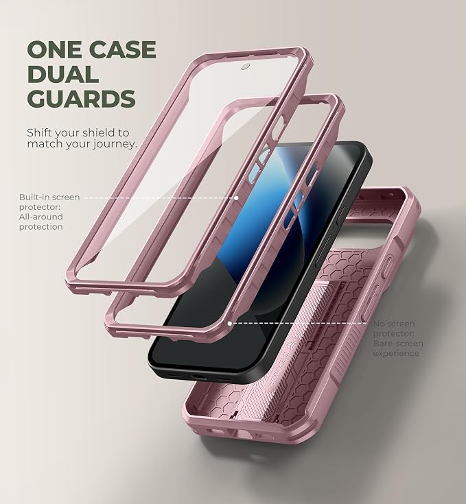 Dexnor for Google Pixel 10a Case with Slide Camera Cover & 2 Front Frames & Built-in Screen Protector & Kickstand,Full-Body Shockproof Protective Cover Heavy-Duty Rugged Bumper Cases,Peony Pink(2026) - Image 5