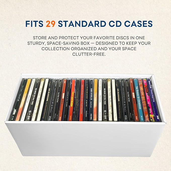 CD Storage Box, CD Case Holder, Cardboard Disc Organizer Box with Lids, 4 Packs - Image 3