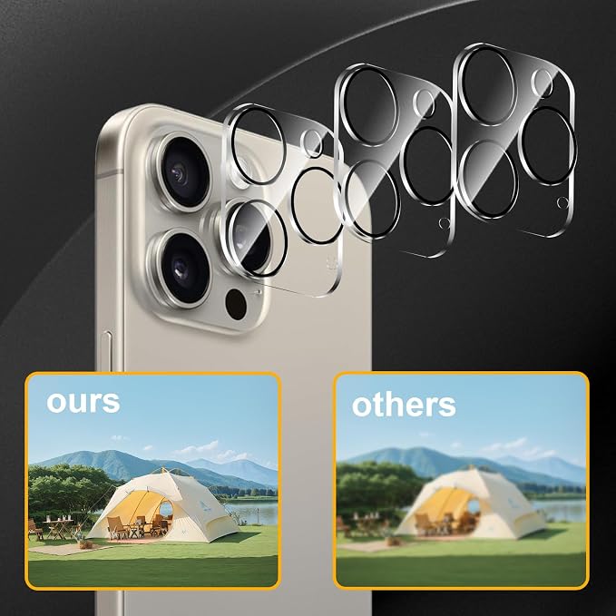 3 Pack Camera Lens Protector for iPhone 14 Pro Max/15 Pro Max | iPhone 14 Pro/iPhone 15 Pro,Tempered Glass,Anti-Fingerprint,9H Hardness,Scratch Resistant,Easy to Install,HD Clarity - Image 6