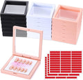 meekoo 30 Pcs Press on Nail Packaging Box with 90 Pcs Adhesive Double Sided Tape Artificial Nail Display Case Storage Container Box Acrylic Packaging Organizer for Home Salon Art (Black, White, Pink) by meekoo