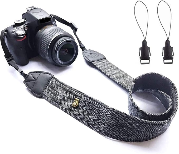 Camera Strap Canvas Black Shoulder Strap with Quick Release Buckles | Adjustable Vintage Neck Shoulder Carrying Strap for DSLR SLR Most Digital Cameras - Image 8