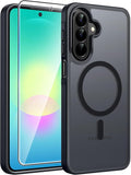 FNTCASE for Galaxy A27 5G Phone Case, Fit for Magsafe, Screen Protector | Translucent Matte, 14FT Military Grade Drop Protection, Slim Shockproof Protective, for Samsung A 27 4G Cover, Black by FNTCASE