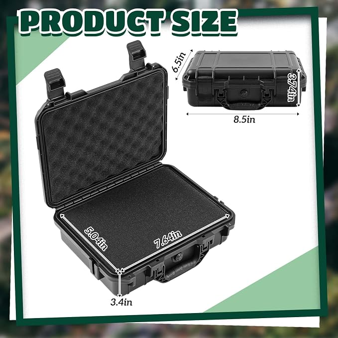 Relaxweex 1 Pcs Waterproof Hard Case with DIY Customizable Foam Insert Portable Protective Case with Knife for Camera Drones Equipments Tools Test Instruments(Black,8.5 x 6.5 x 3.7 Inch) - Image 2