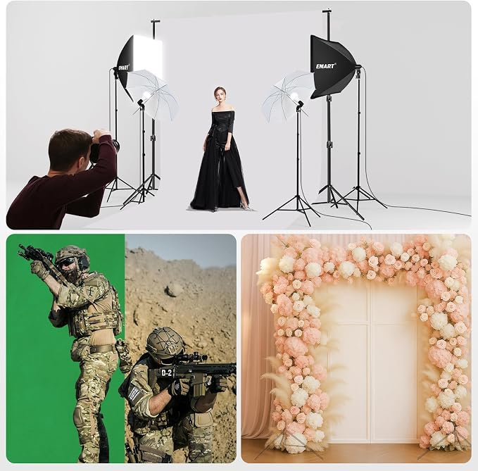 EMART Photography Lighting Kit with 10x10Ft Heavy Duty Backdrop Stand Kits - Image 7