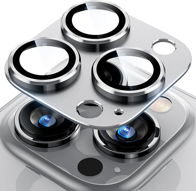 Uyiton for iPhone 14 Pro/iPhone 14 Pro Max Camera Lens Protector | Not Easy to Break, Strong Adsorption, Case-Friendly, Metal 9H Sapphire Glass Rear Camera Screen Cover, Silver by Uyiton