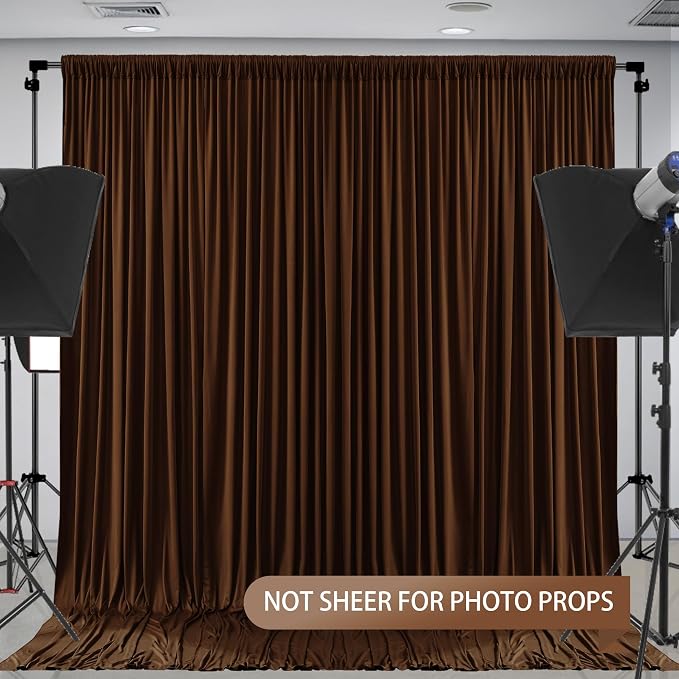Dark Brown Backdrop Curtains-Wrinkle-Free Polyester Photography Drapes Party Curtain Background for Baby Shower Wedding Decorations- 8 X10FT - Image 5