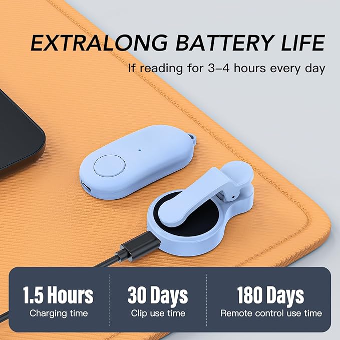 Remote Control Page Turner for Kindle Paperwhite Oasis Kobo eReaders,Kindle Clicker Page Turner Accessories for iPhone,iPad, Android Tablets Reading Novels,Video Record&Shutter Selfie (Blue) - Image 5