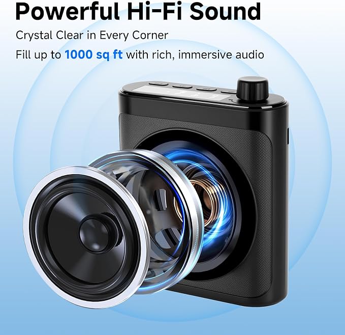 Voice Amplifier for Teachers with 2 Magnetic Wireless Microphones | Portable Bluetooth speaker & rechargeable voice amplifier for teachers, fitness instructors, yoga & tour guides - Image 3