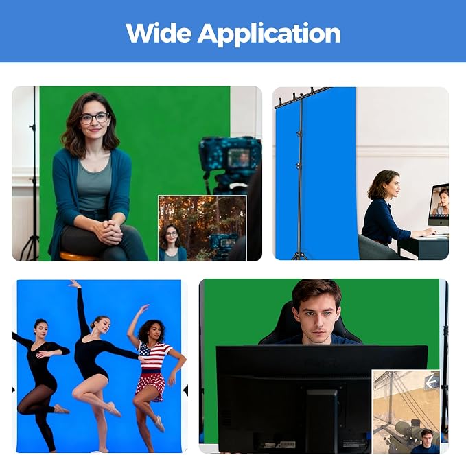 EMART 5x6.5ft Blue Green Screen Backdrop Kit with Reverse Folding Base | Reverse folding base for easy storage & transport，perfect for Photography, Photoshoot, Studio Video Recording, Streaming - Image 6