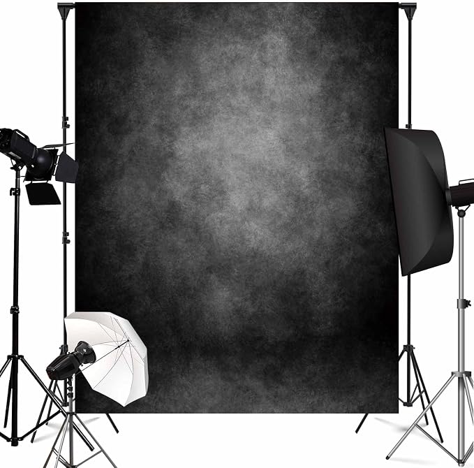 8x10ft Black Backdrop for Photoshoot Headshot Backdrop Gray Portraits Photography Backdrops Soft Fabric Abstract Picture Curtains Photo Backdrop by Naykaly