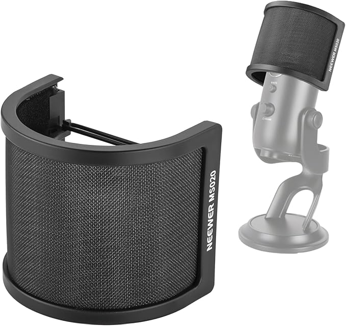 NEEWER Pop Filter for Microphones, Triple Layer Isolation Shield Windscreen Cover for 40-72 mm Diameter Mics, Compatible with Blue Yeti for Podcast Streaming Voice Over Singing Studio Recording, MS020 by Neewer