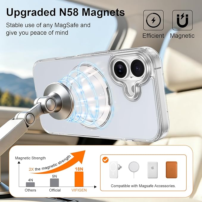 360° Magnetic Ring Stand for iPhone 17 Case,[Compatible with MagSafe] | [Military Drop Protection] Shockproof Phone Case for iPhone 17 6.3'' Magnetic Phone Cover Adjustable Kickstand,Frosted Blue - Image 2