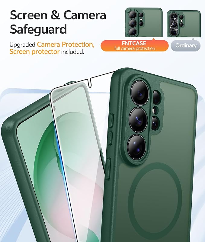 FNTCASE for Samsung Galaxy S26 Ultra Case, Compatible with Magsafe Green | Screen Protector, Full Camera Protection, Translucent Matte, 14FT Military Grade Drop Proof, Protective Phone Cover - Image 4