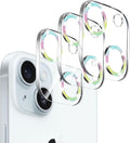 Dengduoduo 3 Pack Tempered Glass Camera Lens Protector for iPhone 15 6.1" & for iPhone 15 Plus 6.7", Bling Glitter, Ultra HD, 9H Hardness, Anti-Scratch, Case Friendly, Easy to Install by Dengduoduo