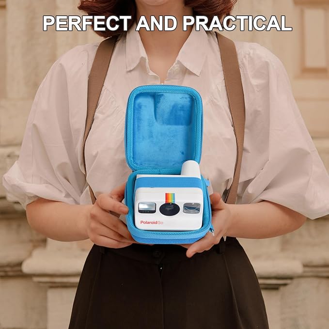 Protective Storage Case Compatible with Polaroid Go Instant Film Cameras - Polaroid Go 9035/9071/ 9070 Travel Case with Wrist Band - Blue - Image 6