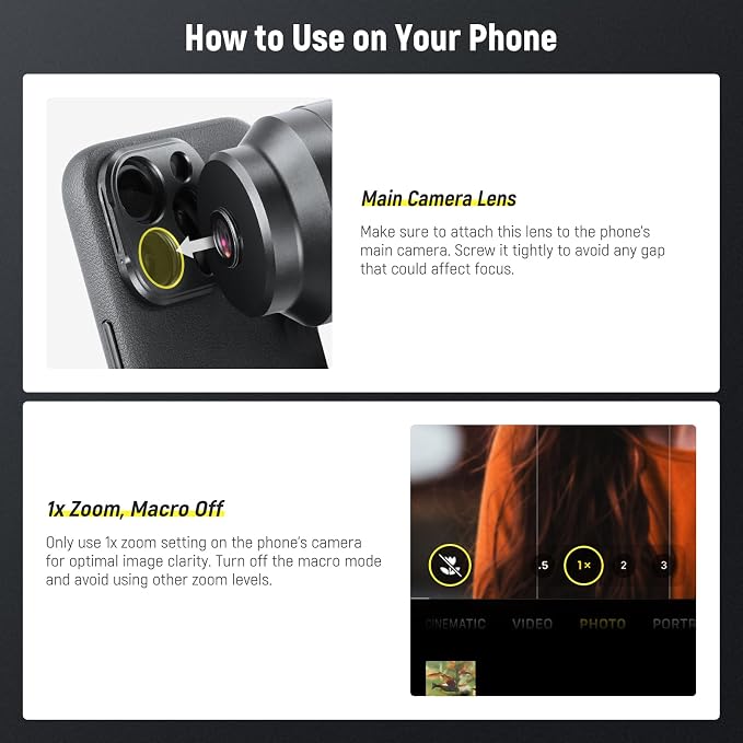 NEEWER HD 65mm Telephoto Phone Camera Lens with Lens Hood, LS-66 | For 17mm Thread Lens Backplate Cell Phone Cage Case, 1.7X Zoom Lens Attachment, Compatible with iPhone 17 16 15 Android - Image 4