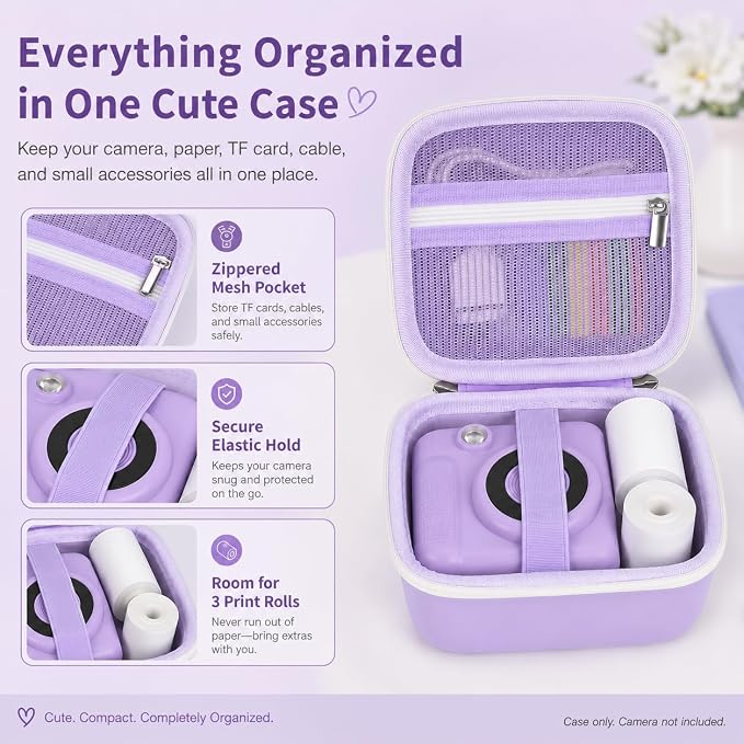 PAIYULE Kids Instant Print Camera Case for ESOXOFFORE for Dylanto | Hard Shell,Mesh Pocket,Wrist Strap,for Gofunly,for GREENKINDER,for DUDUDRAGON,for Zostuic,for Careenoah (Box Only)SkyBlue - Image 3