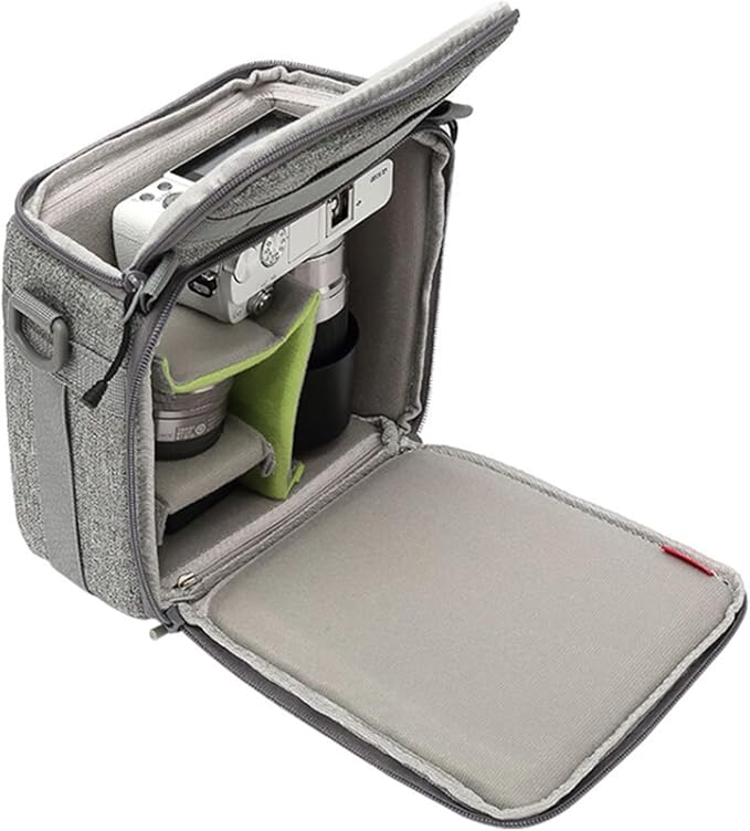 Mini SLR Camera Insert Bag,Shockproof &Pressure-proof Dual Opening Camera Lens Cube Case Bag,Digital DSLR SLR Mirrorless Cameras Accessories Storage Pouch Compatible for Canon,Sony,Fuji (XXXS) by svatin