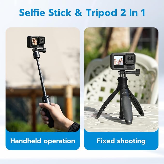 TELESIN 15.75'' Selfie Stick Tripod,Portable Camera Handle Grip Monopod | For GoPro 13 12 11 10 Max/Insta360 X5/AKASO/DJI Osmo Action 6 5 pro Osmo Nano Accessories - Image 4