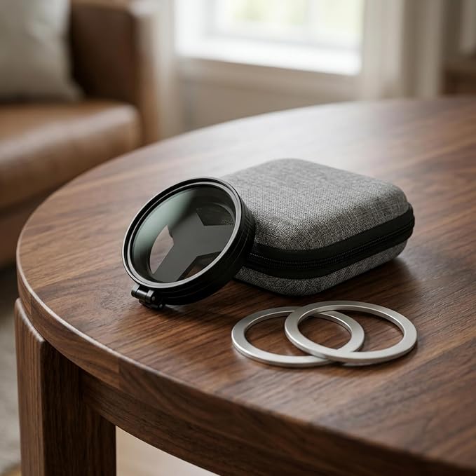 Anti-Glare Magnetic Phone Filter, 52mm Polarizing Lens for Smartphone Photography, Reduces Reflections Enhances Colors, Complete Kit with Test Card Cleaning Cloth Magnetic Rings and Storage Bag - Image 6