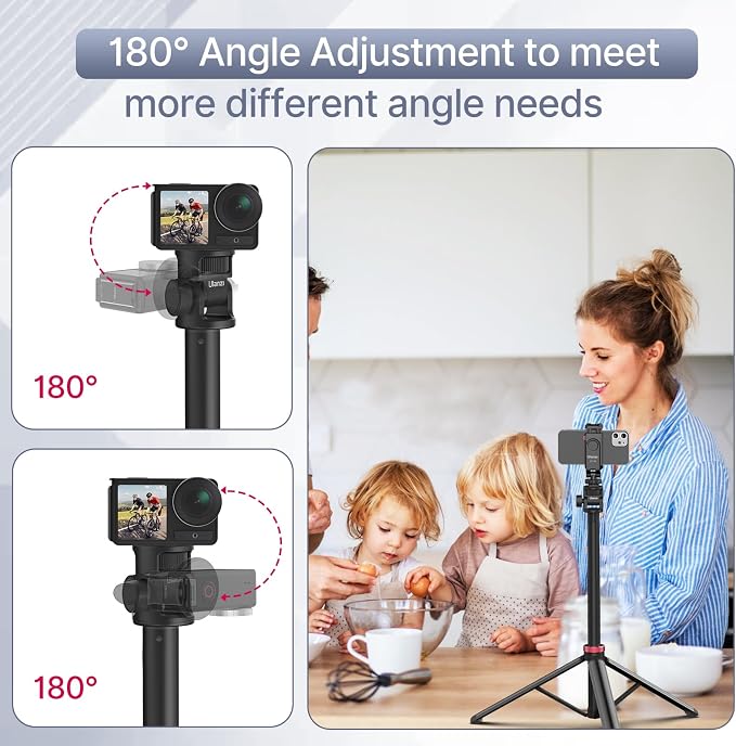ULANZI MT-79 Extendable Tripod Aluminum 81" Portable Adjustable Light Stand w 1/4" Screw, 180° Rotation Camera Phone Tripod for Camera Video Light Cellphone,Lightweight for Travel,Up Load 2.2lb - Image 3