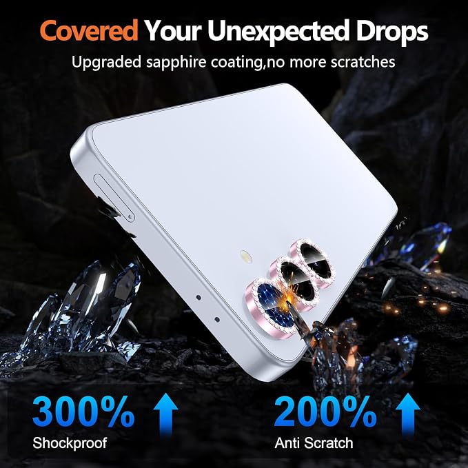 for Samsung Galaxy S24 Plus Camera Lens Protector, Individual Metal Ring Tempered Glass Lens Cover, [Strong Adsorption] Scratch Resistant Ultra-Thin HD Clear Lens Cover, 1 Set-Pink Diamond - Image 4
