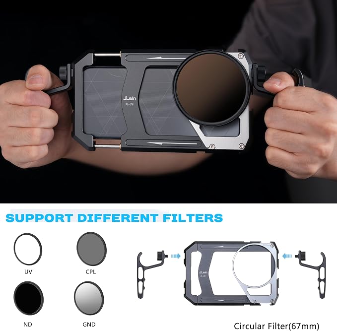 Universal Smartphone Cage Photo Video Stabilizer with Handles + Variable ND Filter for iPhone 17 16 15 14 for Samsung for Pixel Android Phones for Phone Vlog Live Stream Video Recording - Image 3