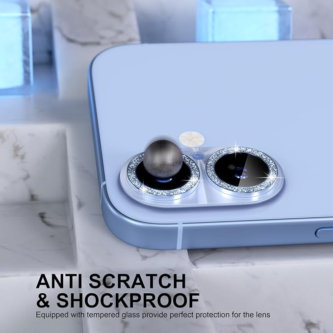 Choiche for iPhone 17 Camera Lens Protector, Light-Mist Blue | Bling Metal Camera Cover with 9H Tempered Glass Lens Screen Protector Accessories, Strong Adsorption, Case-Friendly - Image 3
