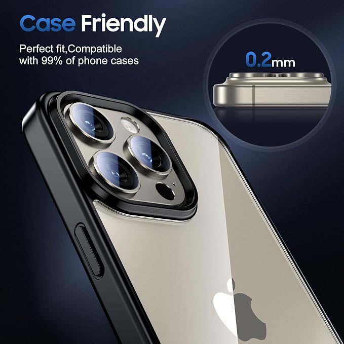 UniqueMe for 3 Pack iPhone 15 Pro/15 Pro Max Camera Lens Protector-All-Gold | Drop Protection, Case Friendly, Camera Cover Screen, Update New Version - Image 6