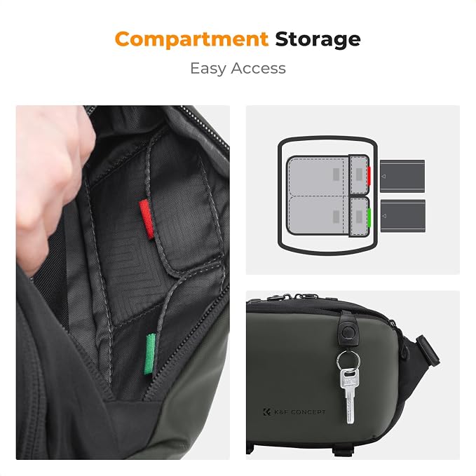 K&F CONCEPT Small Camera Sling Bag Everyday Shoulder Bag | Multifunction Photography Compact Crossbody DSLR Portable Bag, Compatible for Canon/Nikon/Sony, BS10 - Image 4