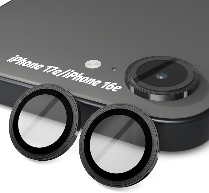 (3 Pack) Orzero Camera Lens Protector for iPhone 17e / iPhone 16e, [EZ Install] [Case-Friendly] 9H Tempered Glass CD Pattern Lens Cover Accessories, Military-Grade Shockproof, HD Clarity Anti-Glare - Black by JumpIntoOrzeroLet%E2%80%99sExploreLikeNeverBefore