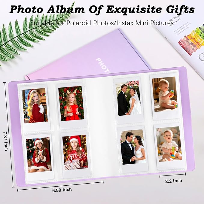 320-Pocket Photo Album for Polaroid 2x3" & Instax Mini Photos Purple | Gift-Ready Packaging, Beautiful Photo Book, Safely Keep Your Wedding-Anniversary-Birthday-Travel Memories or Mini Cards - Image 6