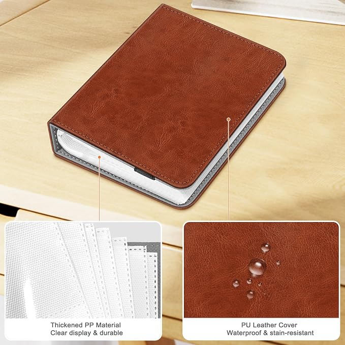 Fintie Instax Mini Photo Album for 2x3-Inch Film - 104 Pockets Small Albums for Fujifilm Instax Mini 12/11/99/40/7+/EVO/LiPlay/Link 3-2-1 Instant Camera/Polaroid Hi-Print Printer, Brown - Image 7