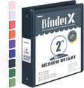 BinderX Extra Durable 3 Ring Binder, Round Rings 2 Inch Binder | Fits 450 Sheets of 8.5x11 Paper, Customizable View Cover with Inside Pockets, Cute 2" Binders, 2 Inch 1 Pack, Dark Blue by Sooez
