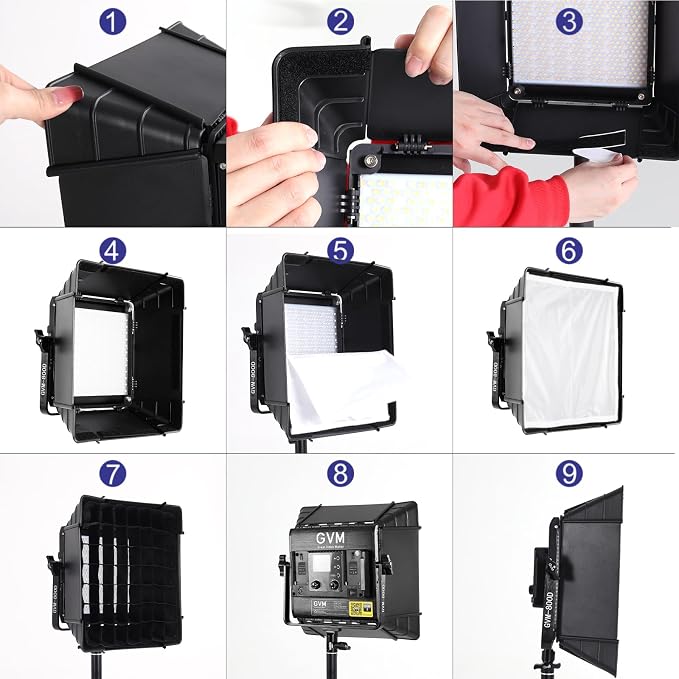 GVM Upgrade 800D RGB Video Light Kits with 2 Softboxes, Studio Lights with Bluetooth Control, 2 Packs Photography Lighting with 18 Lighting Scenes, led Panel Lights for Video Recording - Image 3