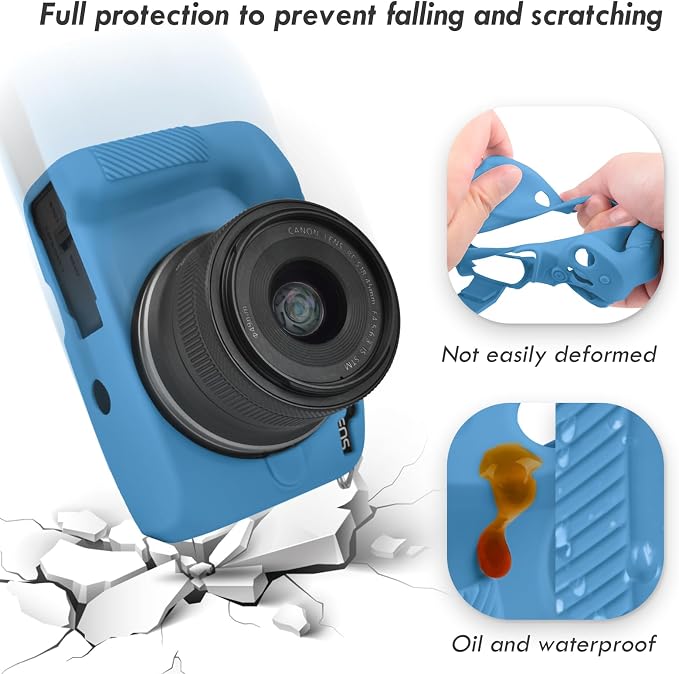 Rieibi EOSR50 EOS R50 Case, Soft Silicone Protective Case for Canon EOS R50 EOSR50 Vlogging Camera, Lightweight EOS R50 Camera Case Cover Grip Body Skin - Blue - Image 4